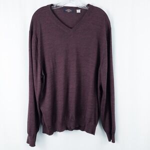 Gordon Mens Merino Wool V Neck Long Sleeve Sweater Size XXL Heathered Purple